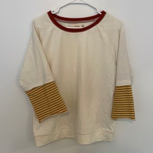 Roolee 3/4 Sleeve Block Tee w/Stripes Size M